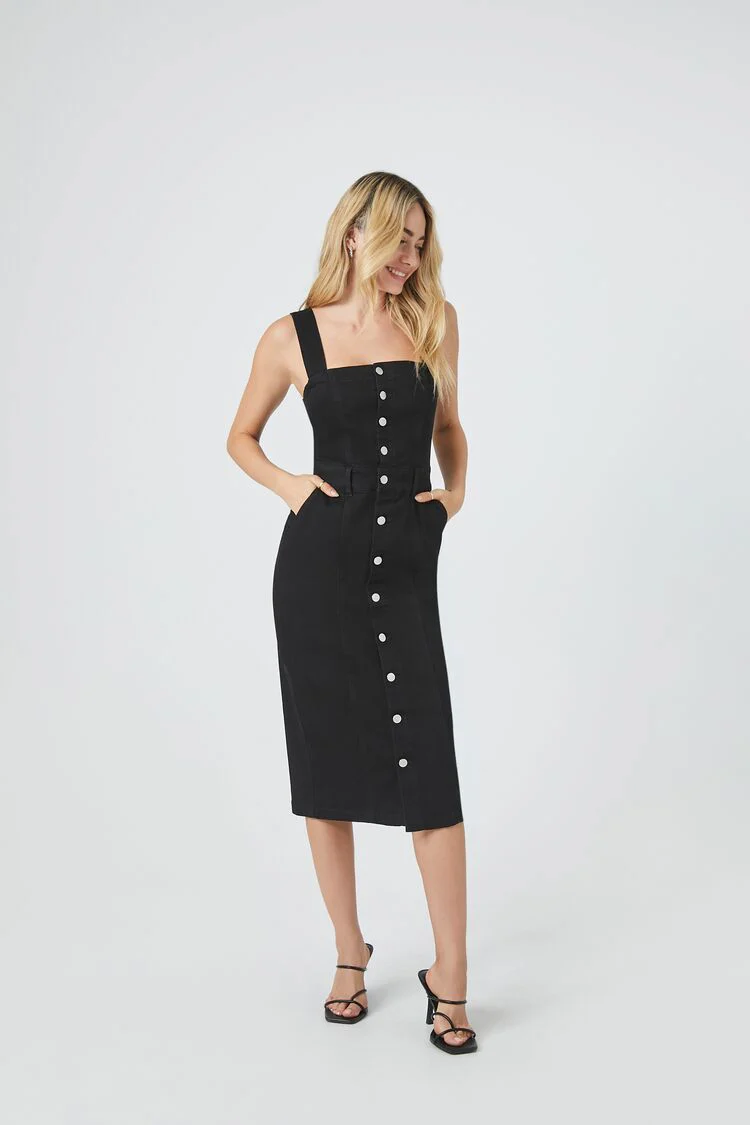 Denim Button-Front Midi Dress - Image 4