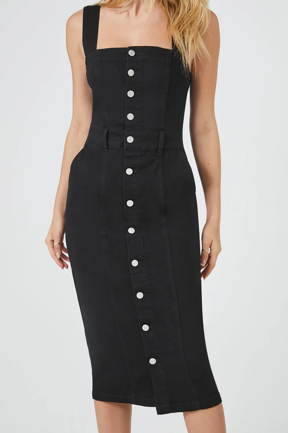 Denim Button-Front Midi Dress - Image 5