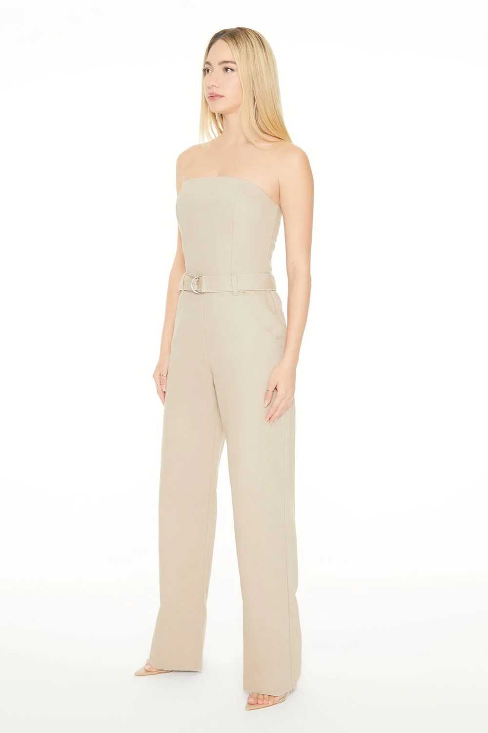 Strapless Belted Denim Jumpsuit - Image 2