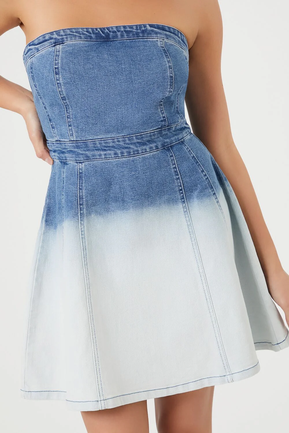 Strapless Dip-Dye Denim Mini Dress - Image 5
