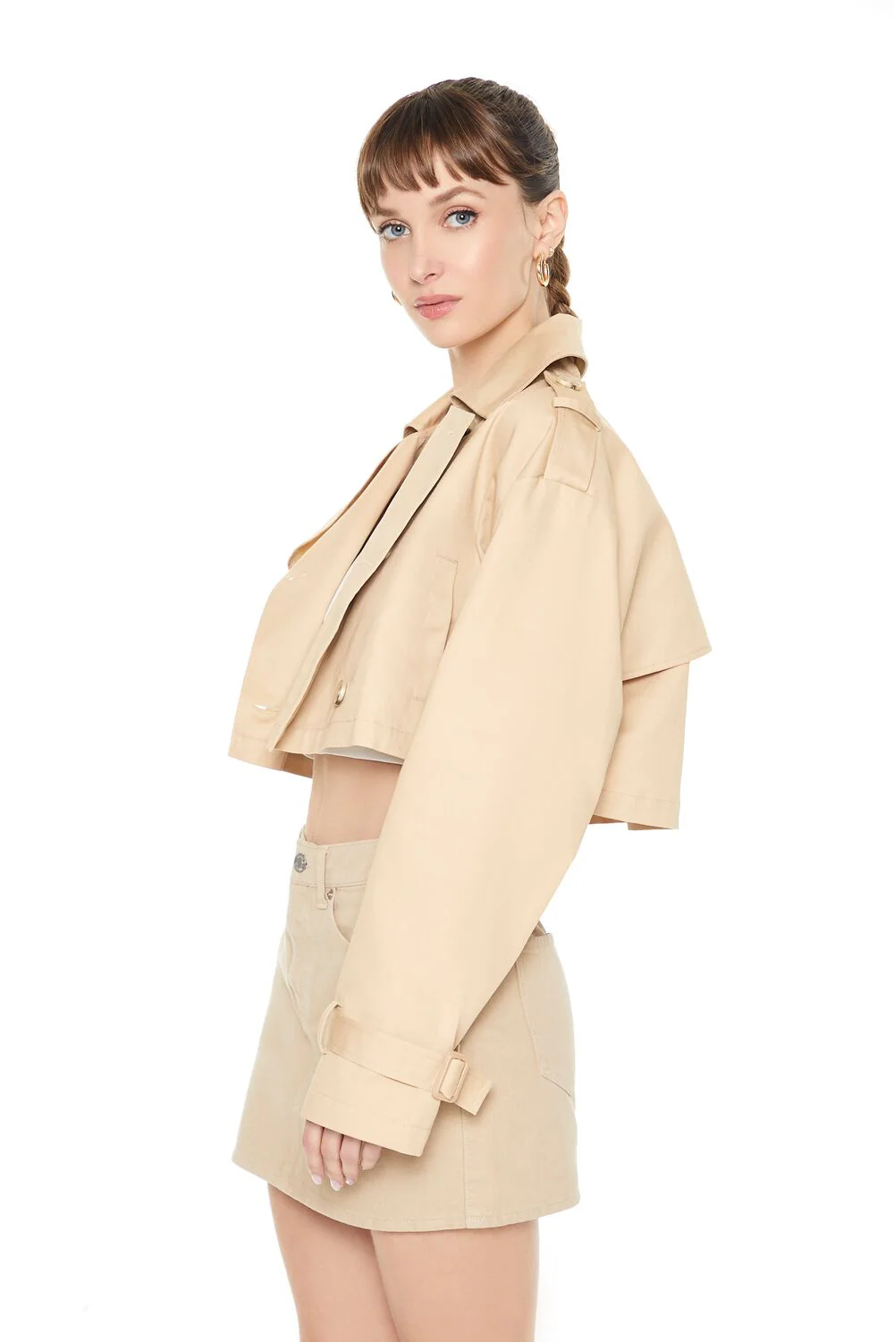 Cropped Trench Jacket - Image 2