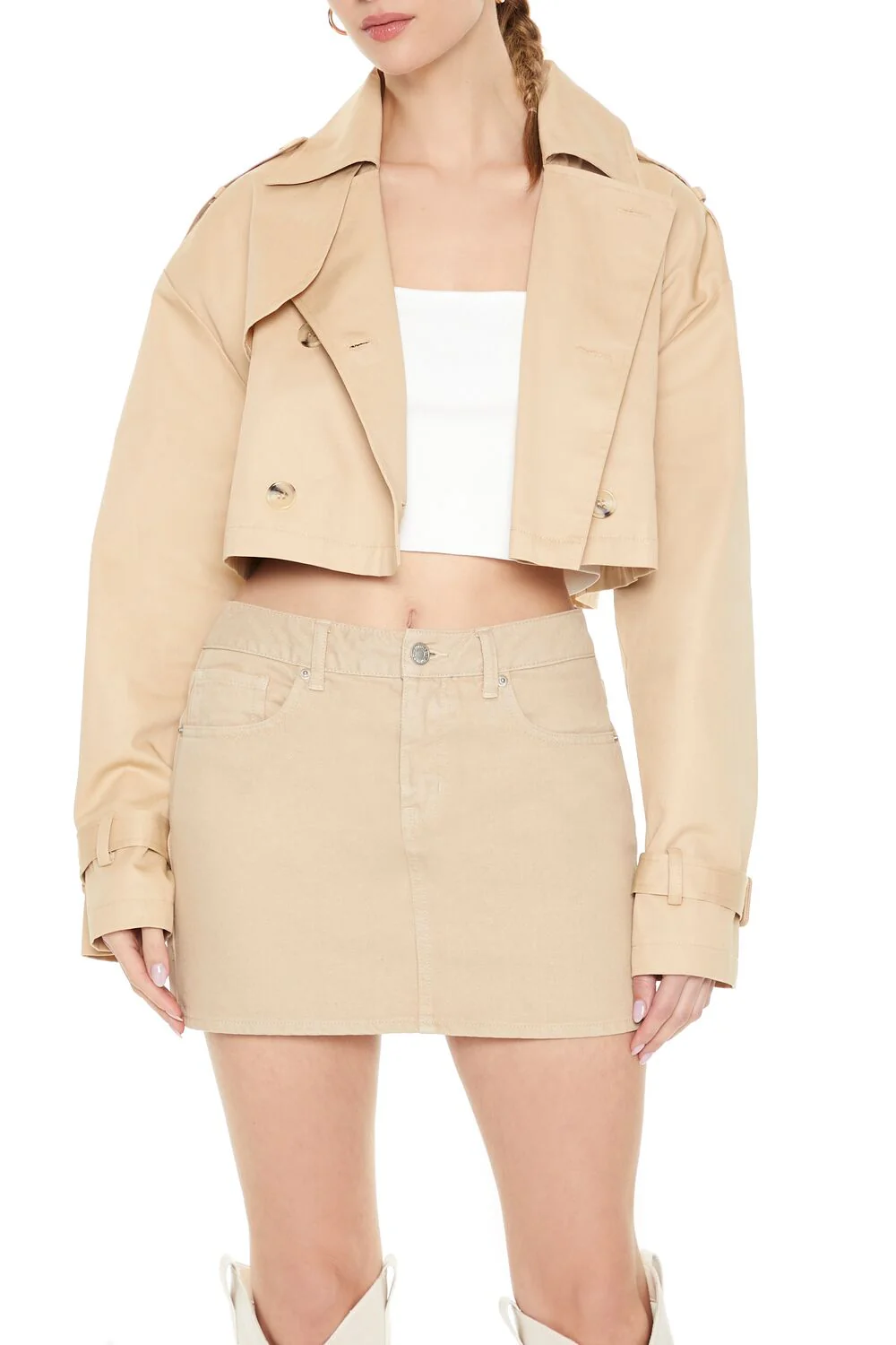 Cropped Trench Jacket - Image 6