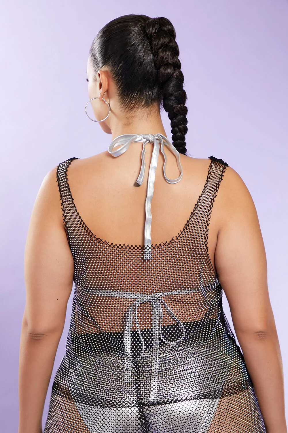 Plus Size Rhinestone Mesh Tank Top - Image 3