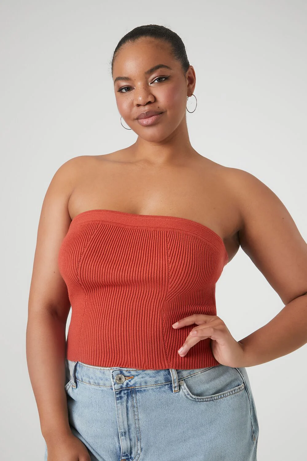 Plus Size Sweater-Knit Tube Top - Image 11