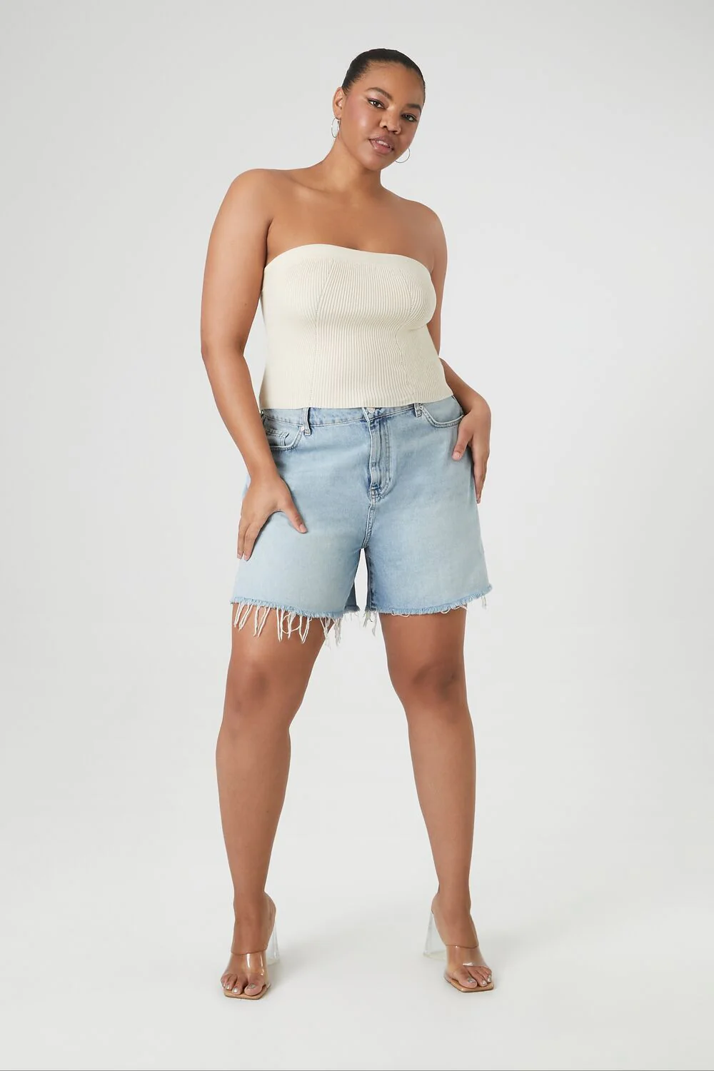 Plus Size Sweater-Knit Tube Top - Image 4