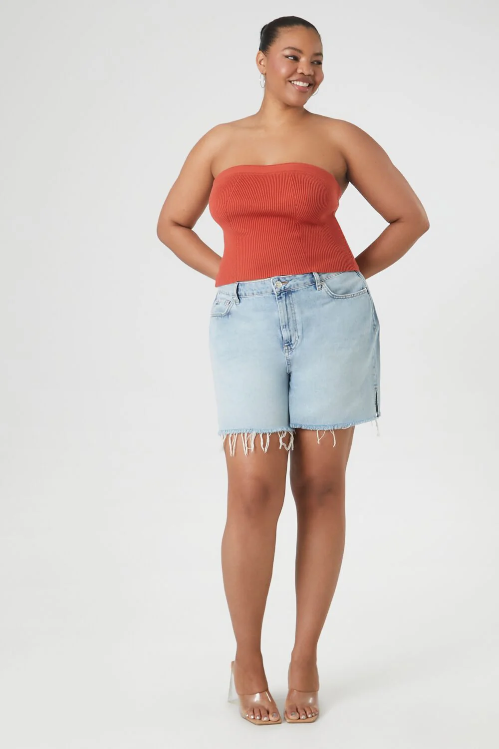 Plus Size Sweater-Knit Tube Top - Image 9