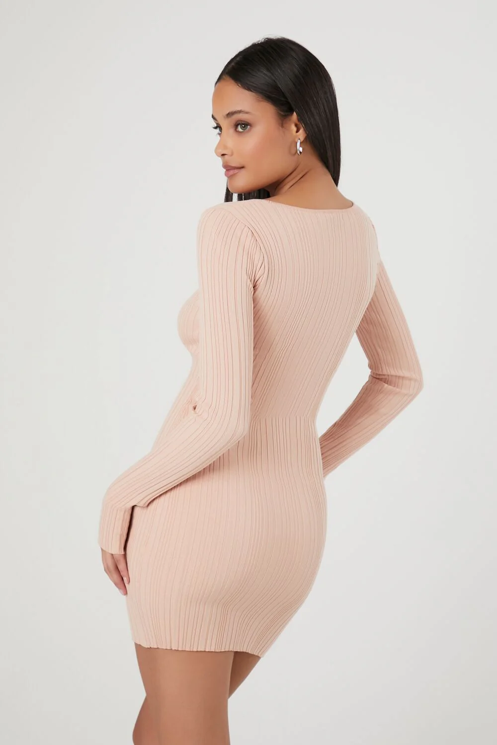 Bodycon Ribbed Sweater Dress - Image 3