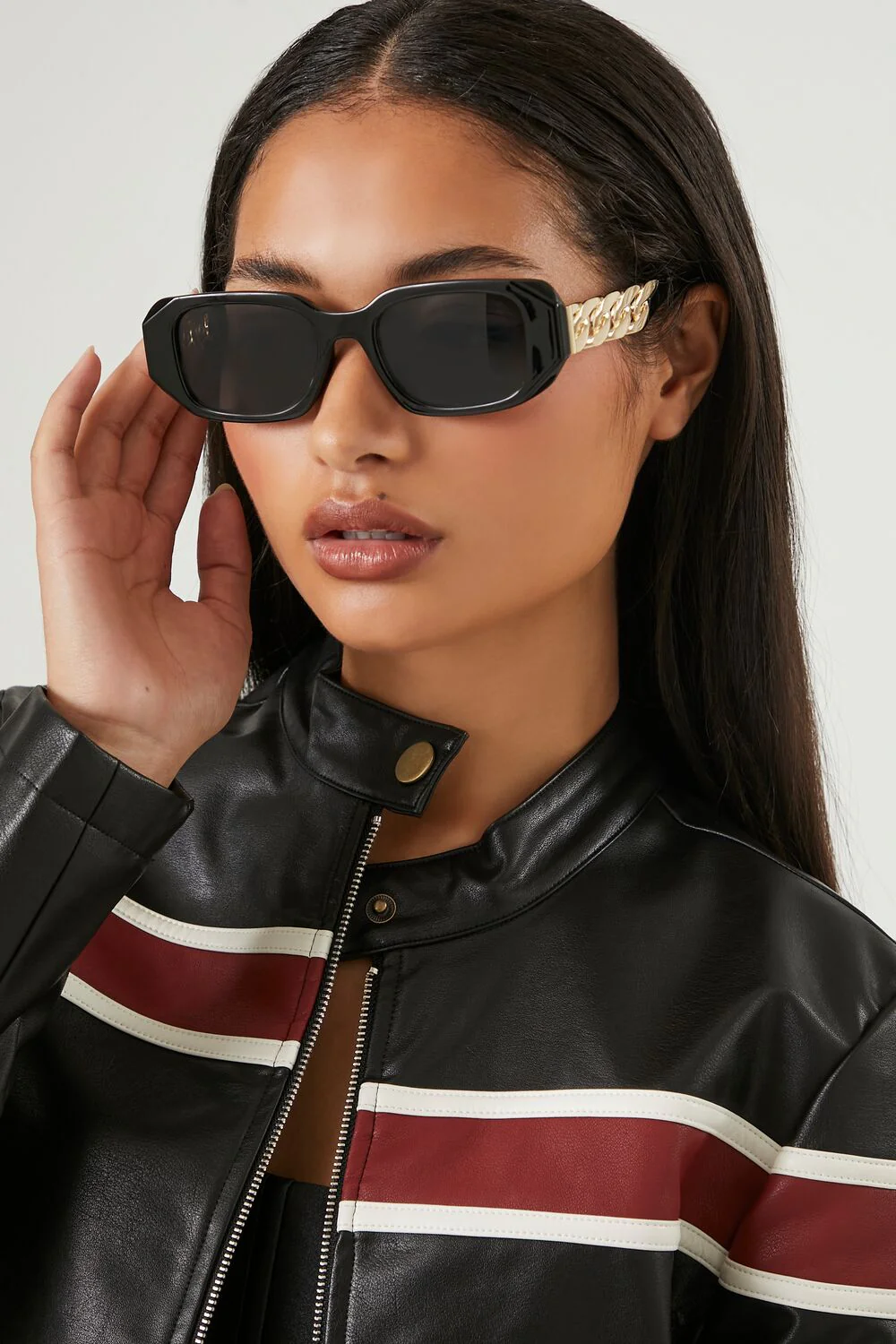 Rectangular Curb Chain Sunglasses - Image 2
