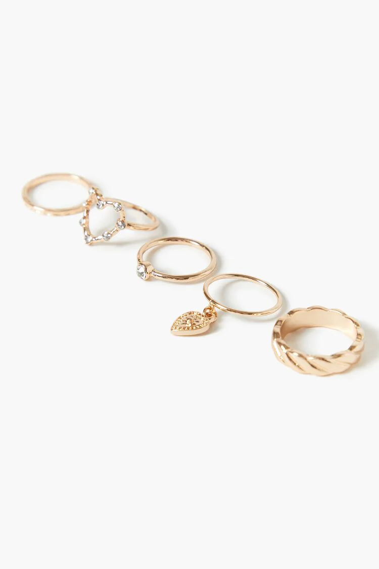 Rhinestone Heart Ring Set - Image 2