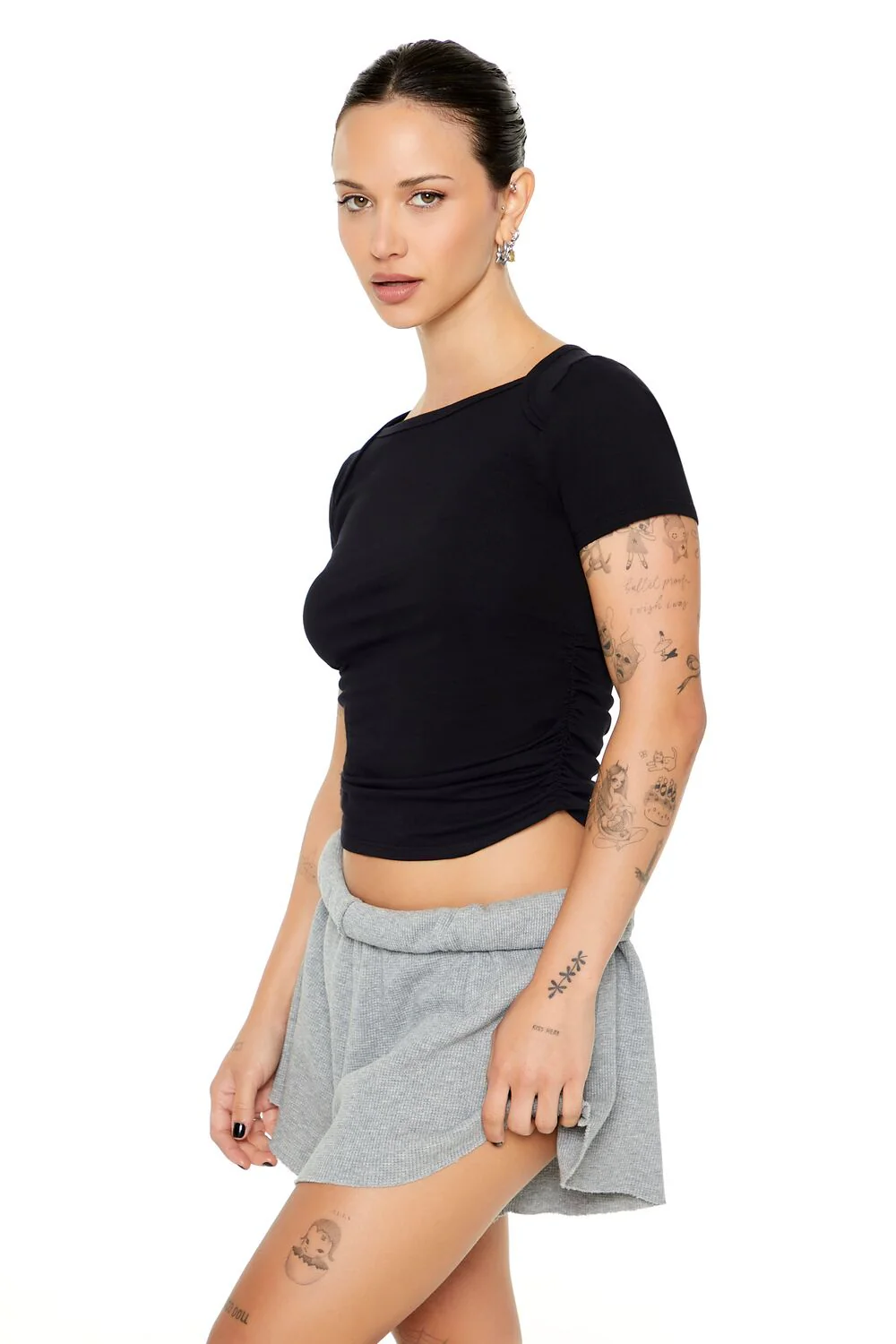 Ruched Cropped Tee - Image 2