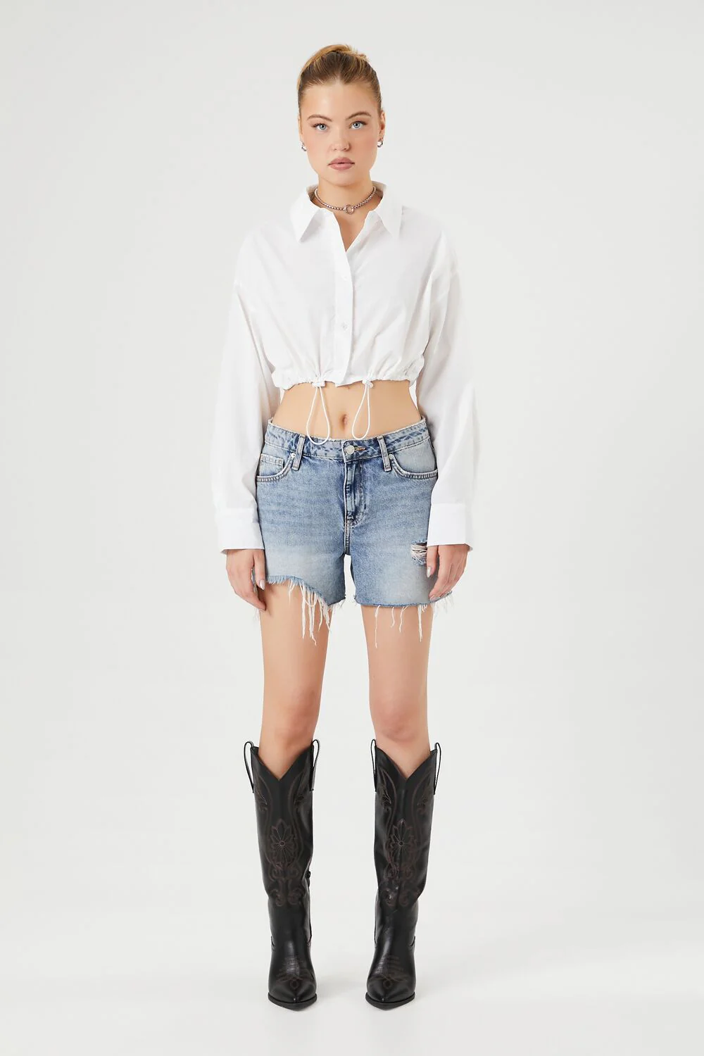Cropped Drawstring Shirt - Image 4