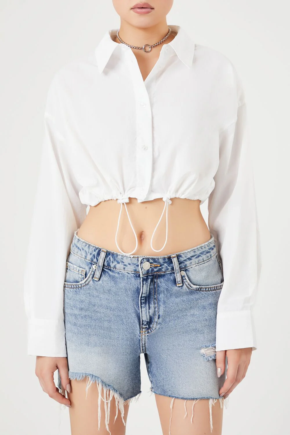 Cropped Drawstring Shirt - Image 5