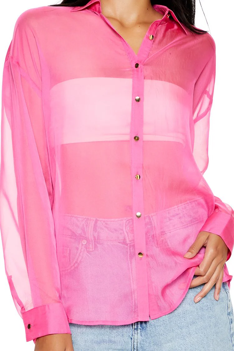 Sheer Button-Up Shirt - Image 3