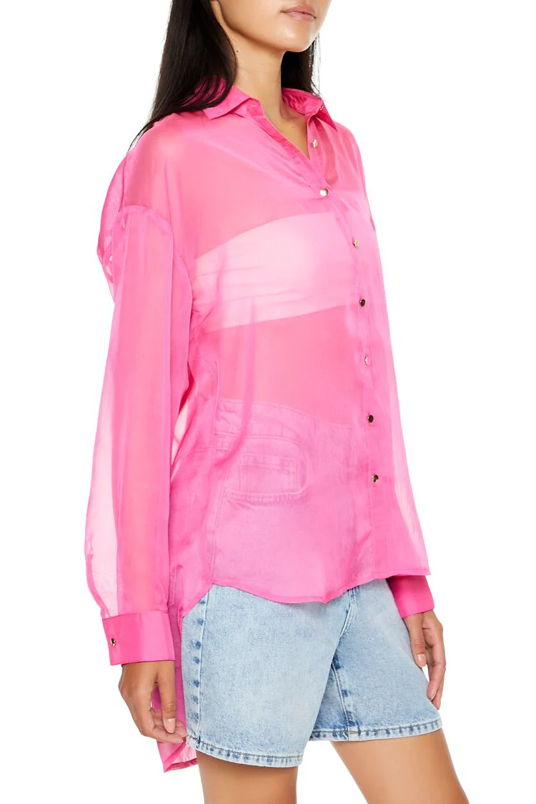 Sheer Button-Up Shirt - Image 4