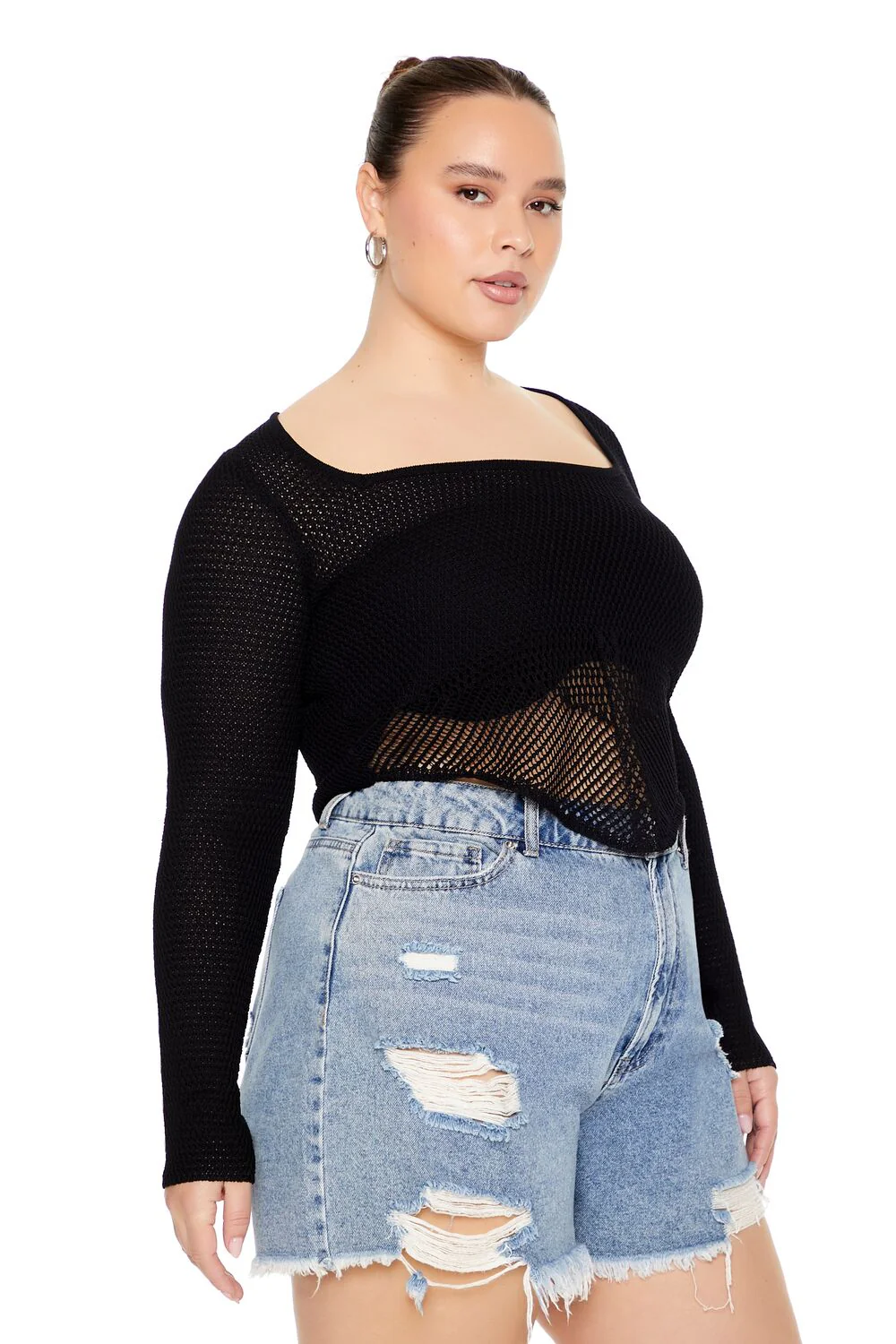 Plus Size Sweater-Knit Crop Top - Image 2