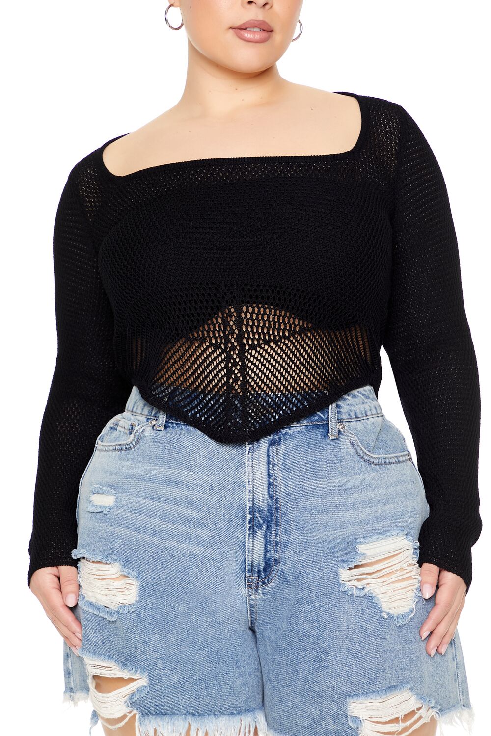 Plus Size Sweater-Knit Crop Top - Image 5