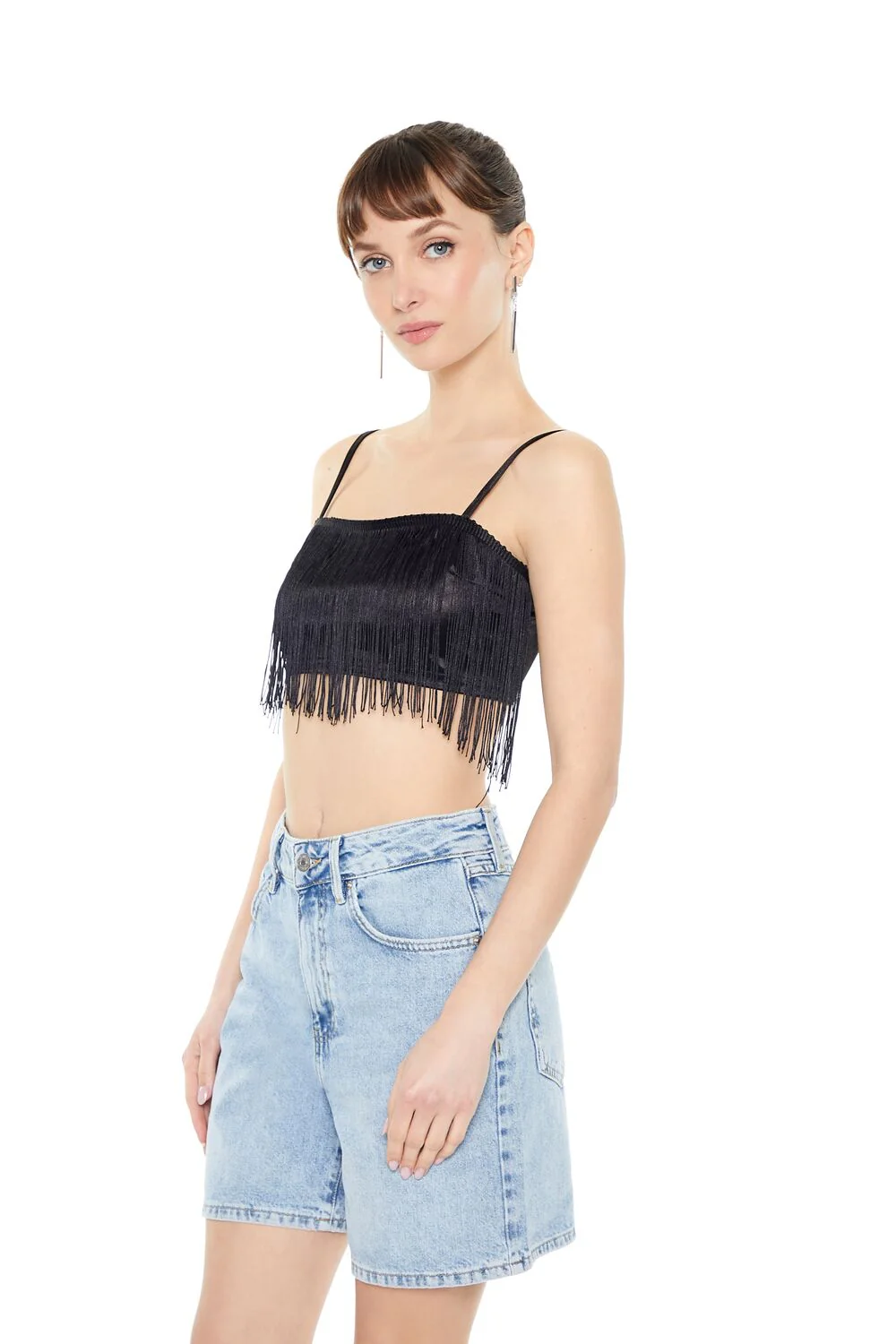 Satin Fringe Cropped Cami - Image 2