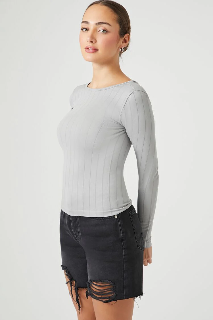 Seamless Ribbed Scoop-Back Top - Image 2