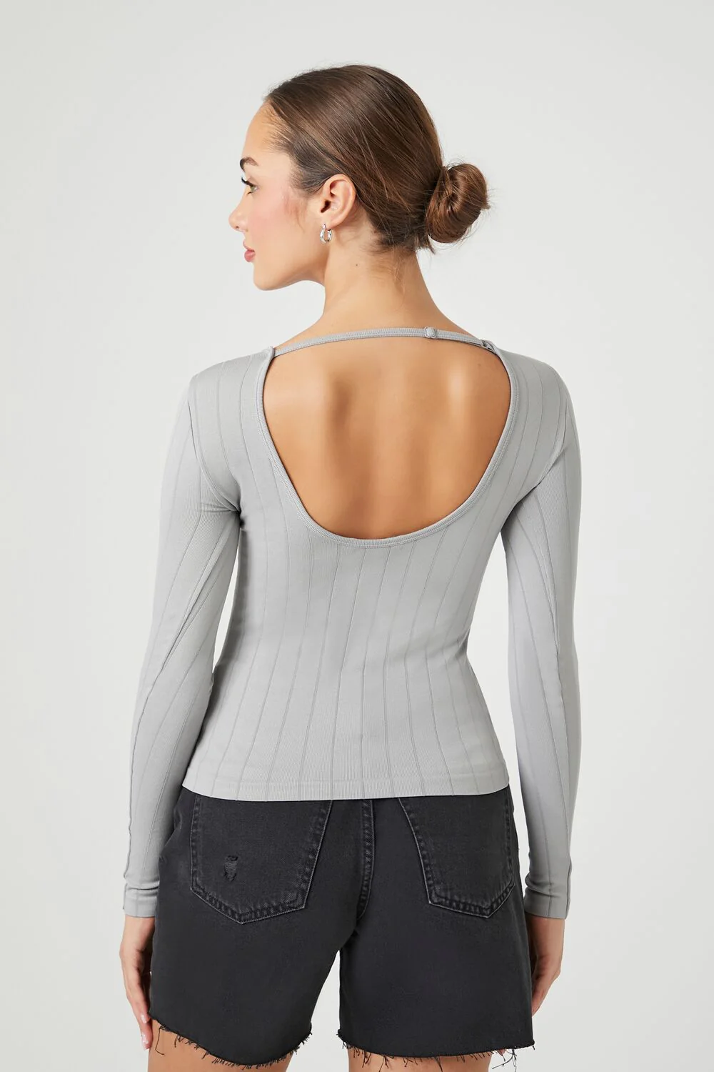 Seamless Ribbed Scoop-Back Top - Image 3