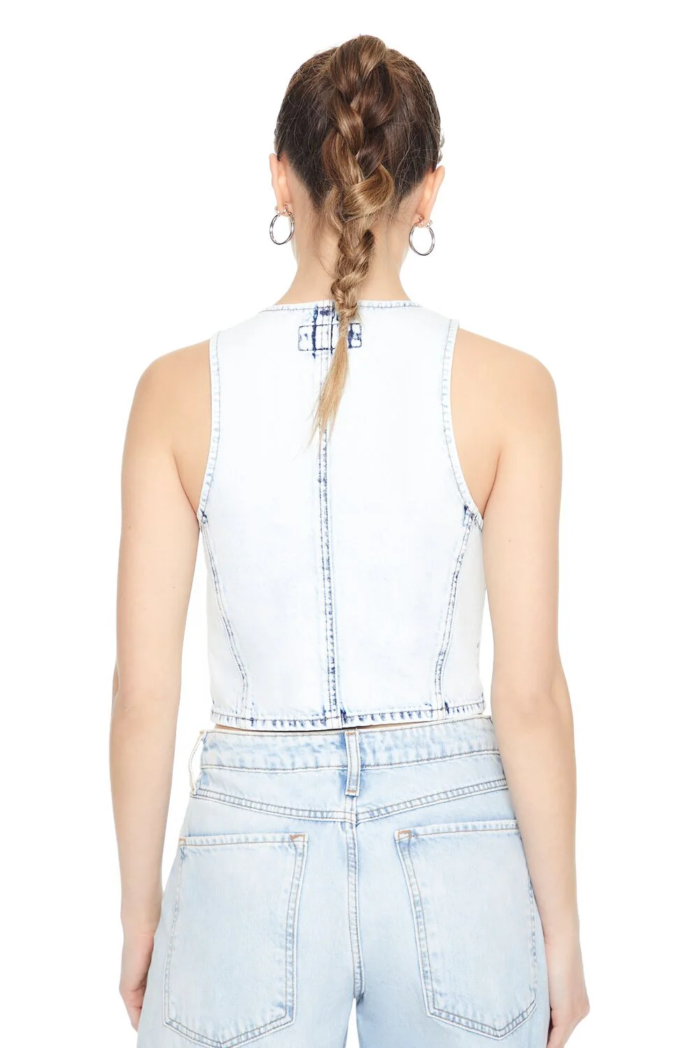 Cropped Bleach Wash Vest - Image 3