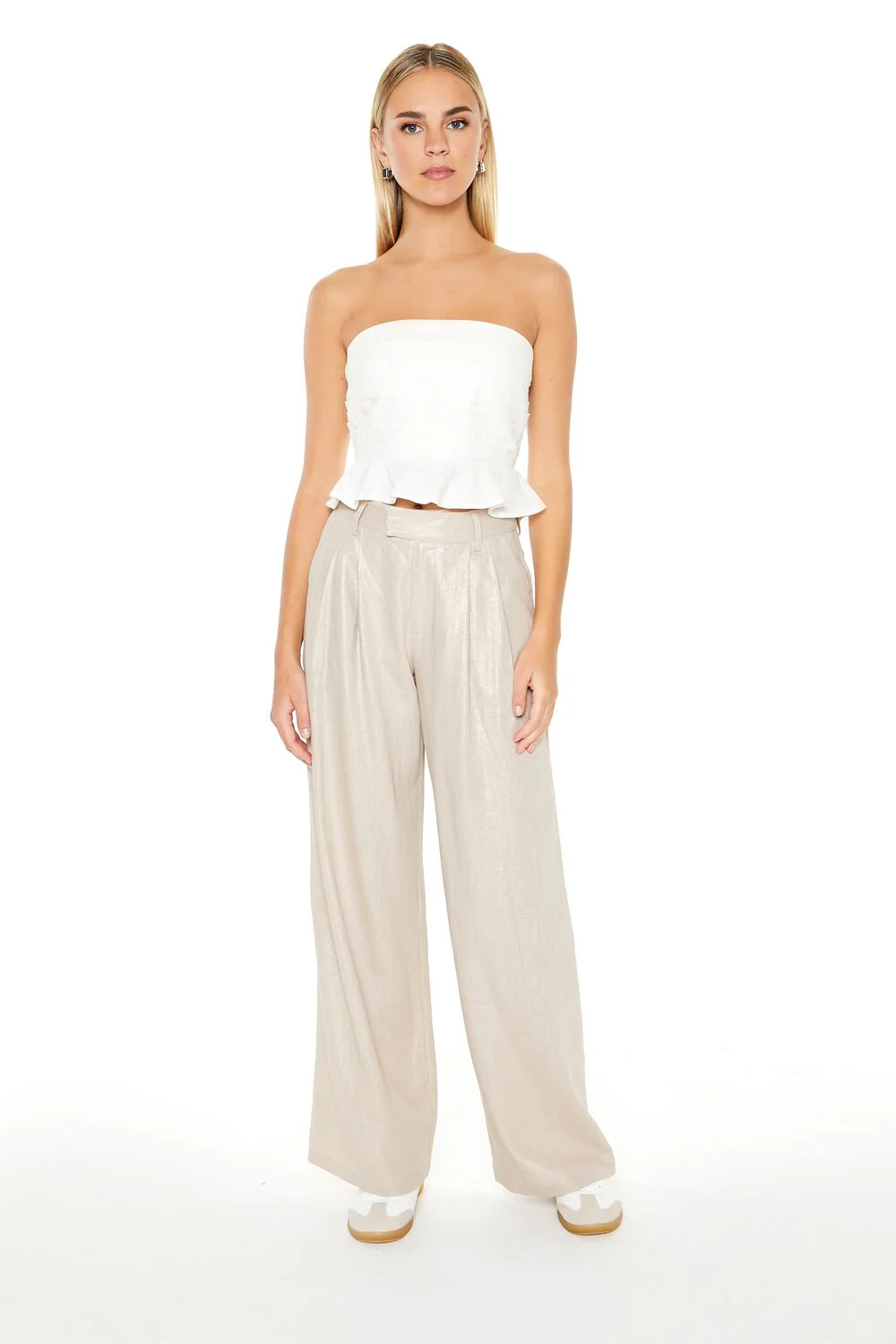 Linen-Blend Flounce Tube Top - Image 4
