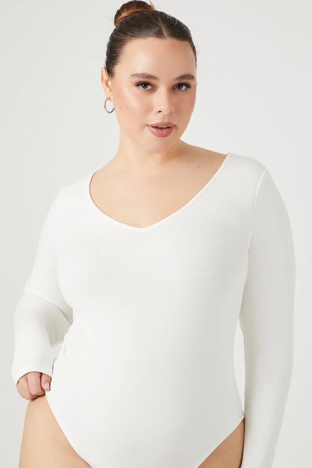 Plus Size Fitted V-Neck Bodysuit - Image 5