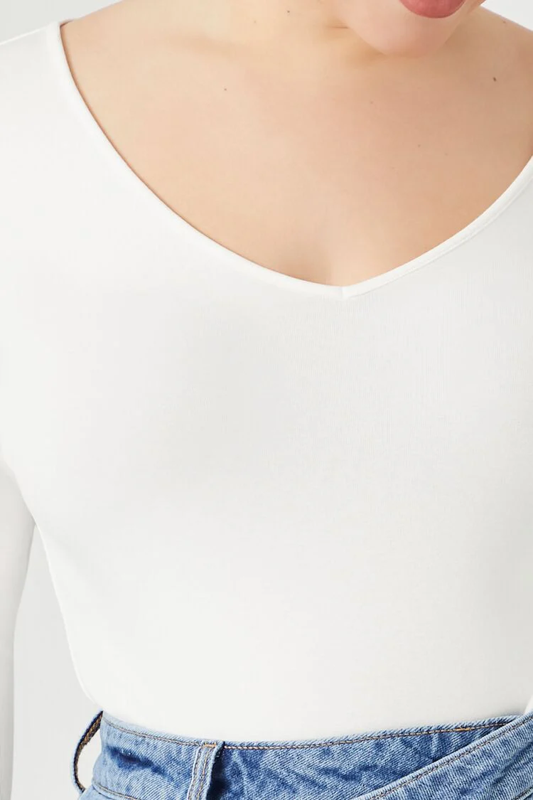 Plus Size Fitted V-Neck Bodysuit - Image 6