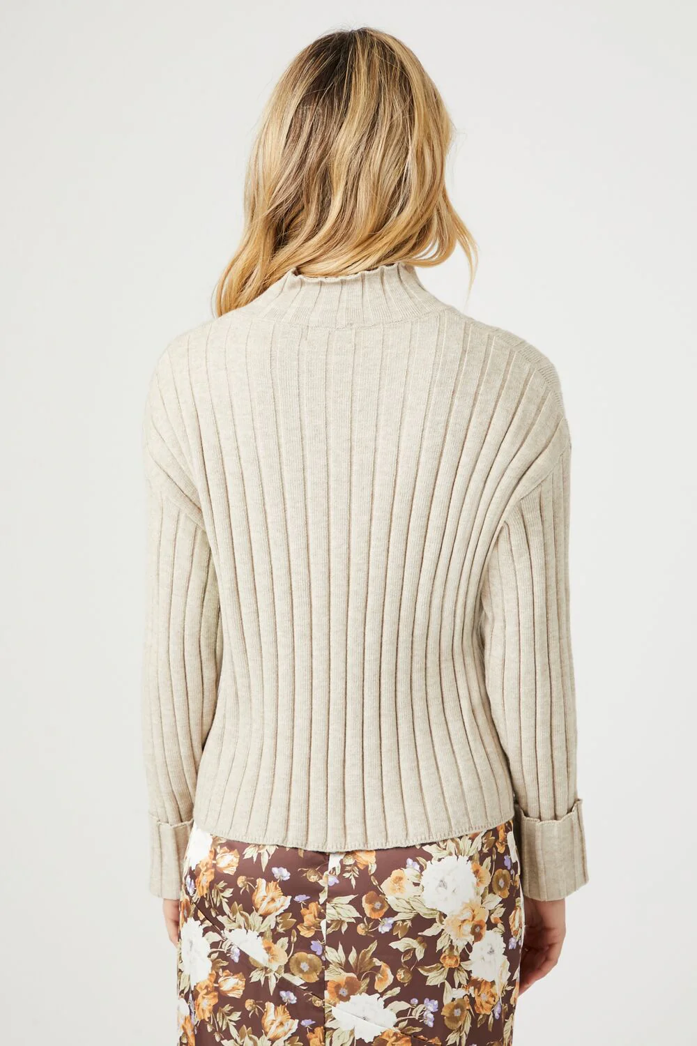 Rib-Knit Mock Neck Sweater - Image 3