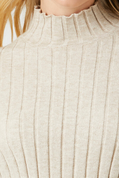 Rib-Knit Mock Neck Sweater - Image 5
