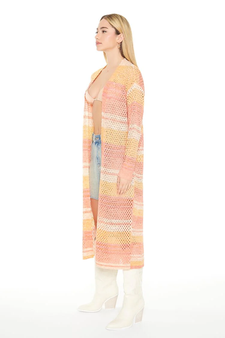 Striped Longline Cardigan Sweater - Image 2