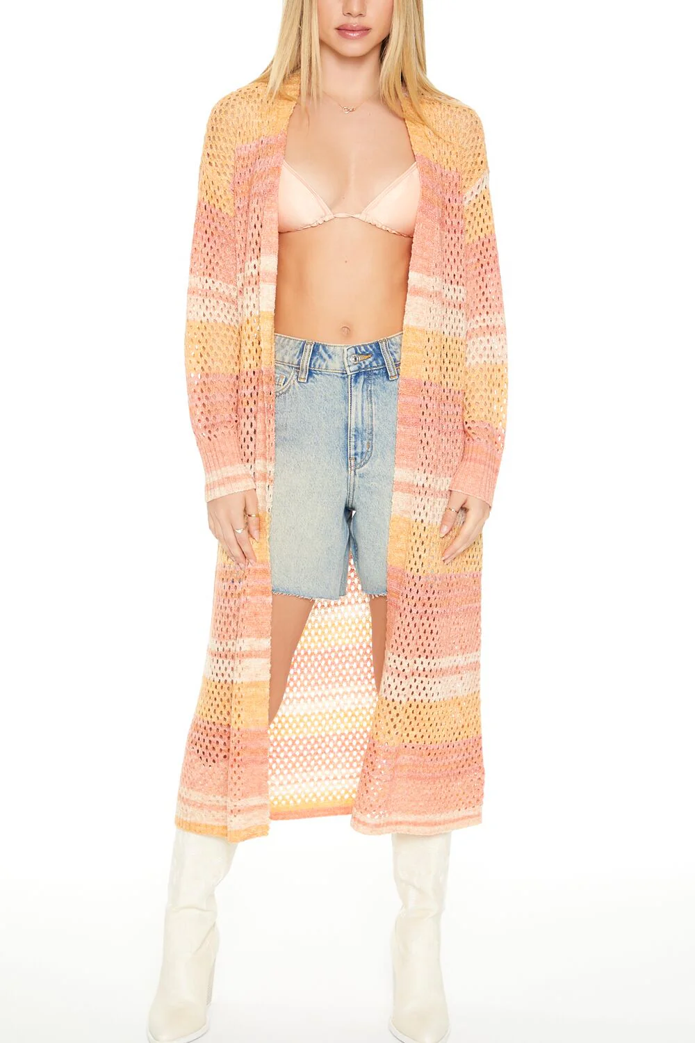 Striped Longline Cardigan Sweater - Image 4