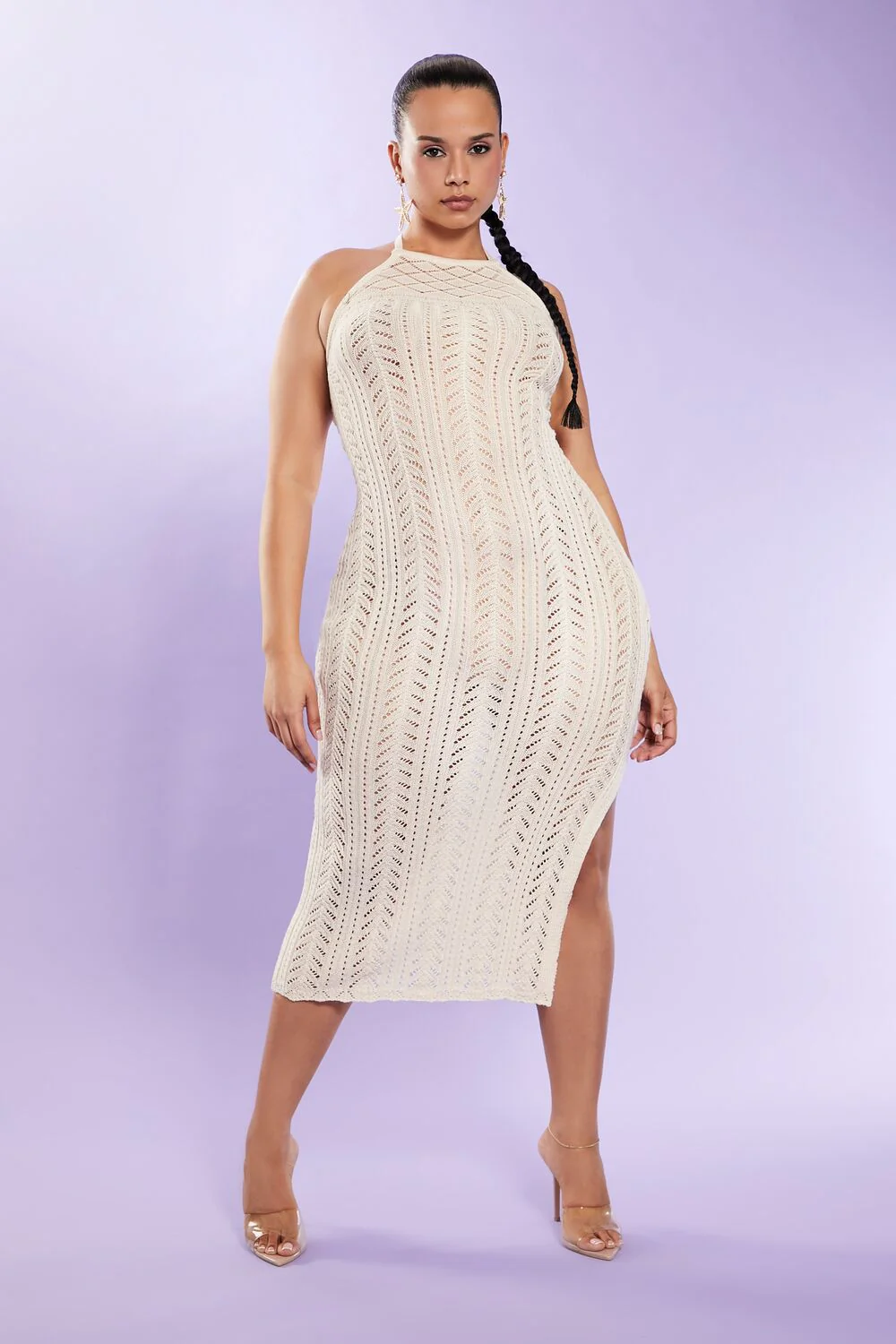 Plus Size Halter Midi Sweater Dress - Image 2