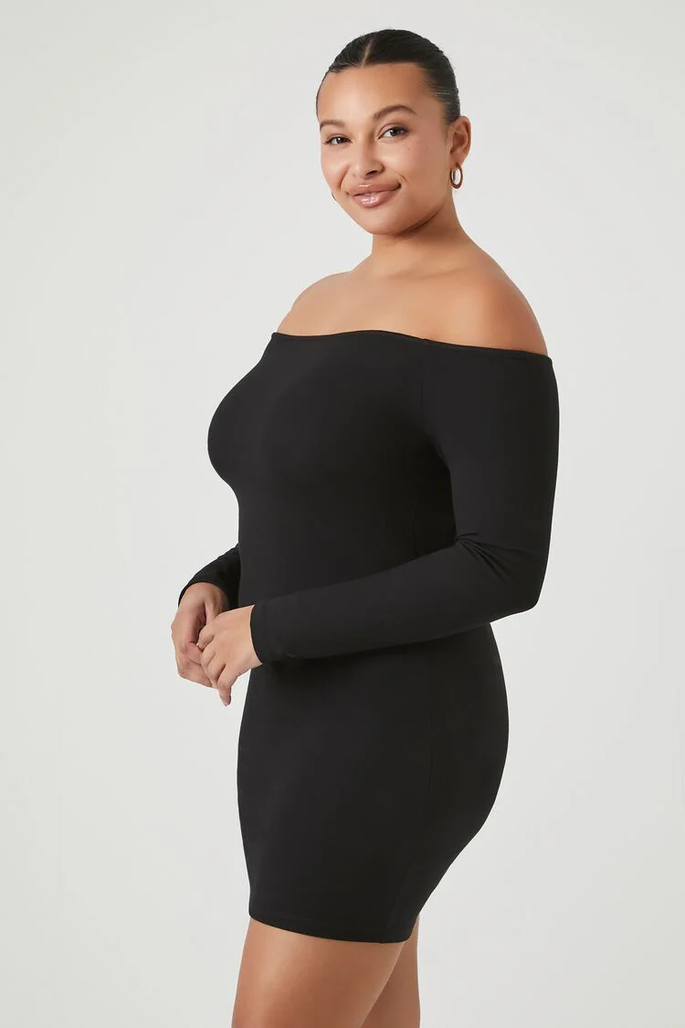 Plus Size Off-the-Shoulder Mini Dress - Image 2