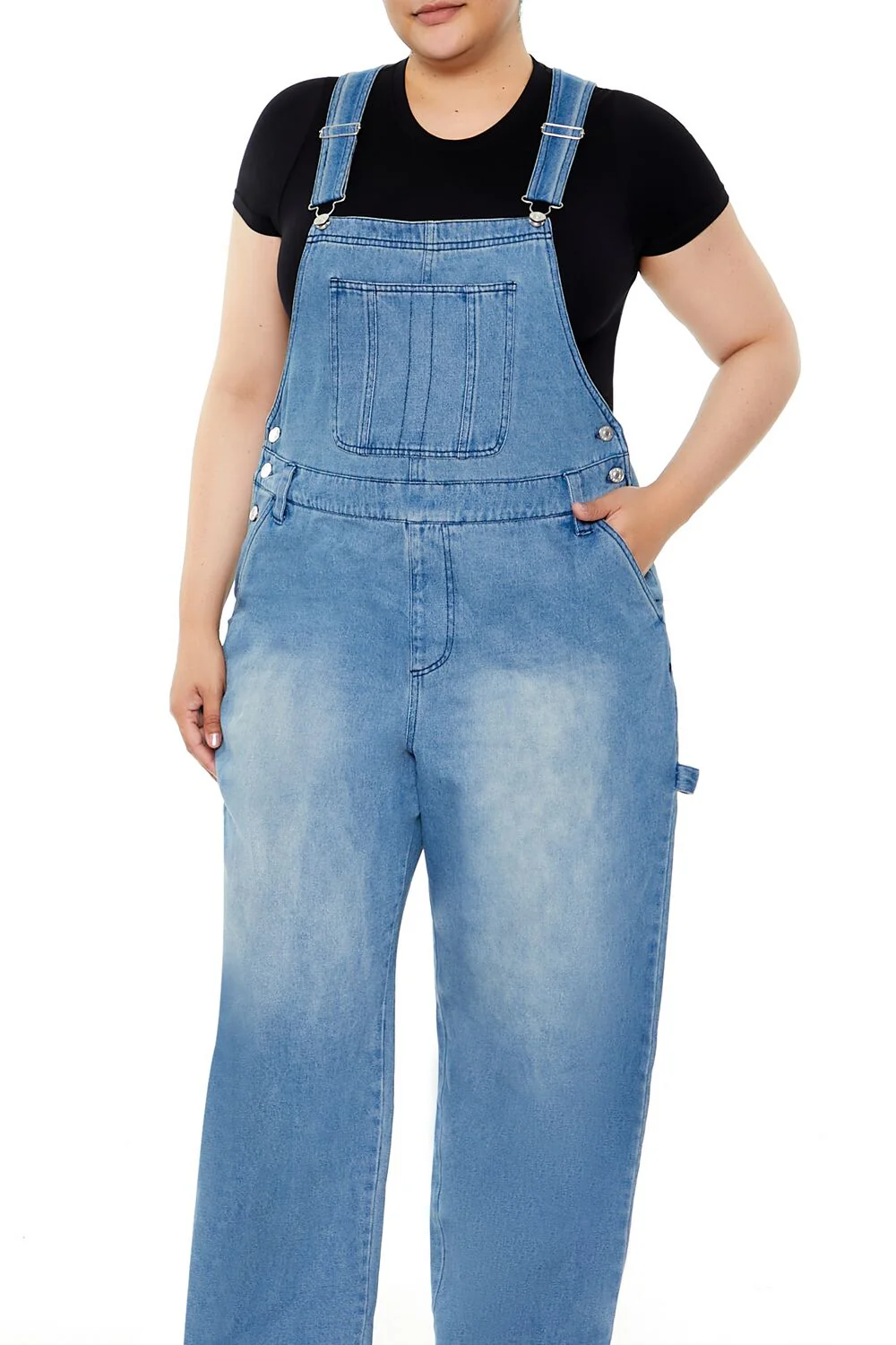 Plus Size Utility Denim Overalls - Image 2