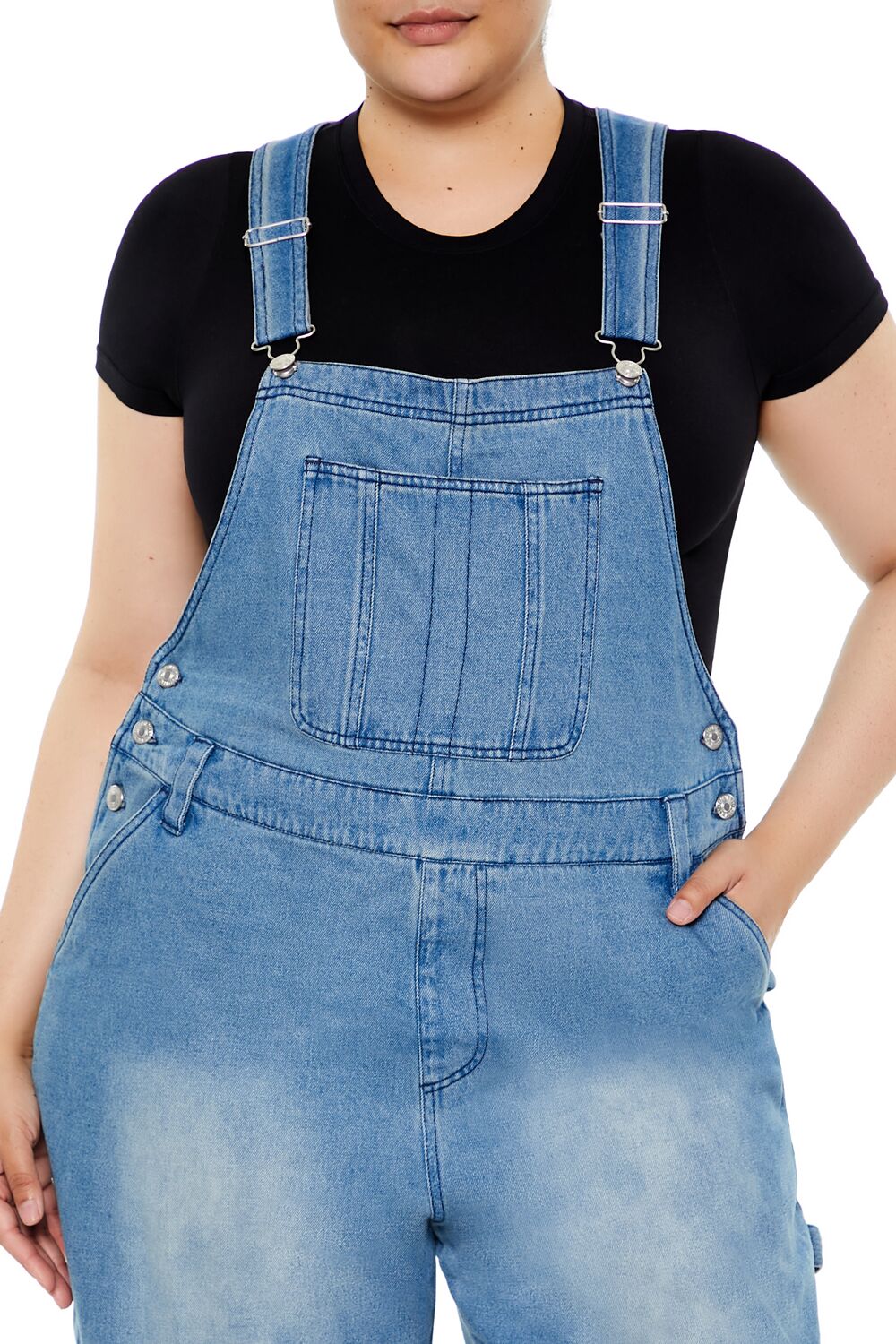 Plus Size Utility Denim Overalls - Image 5