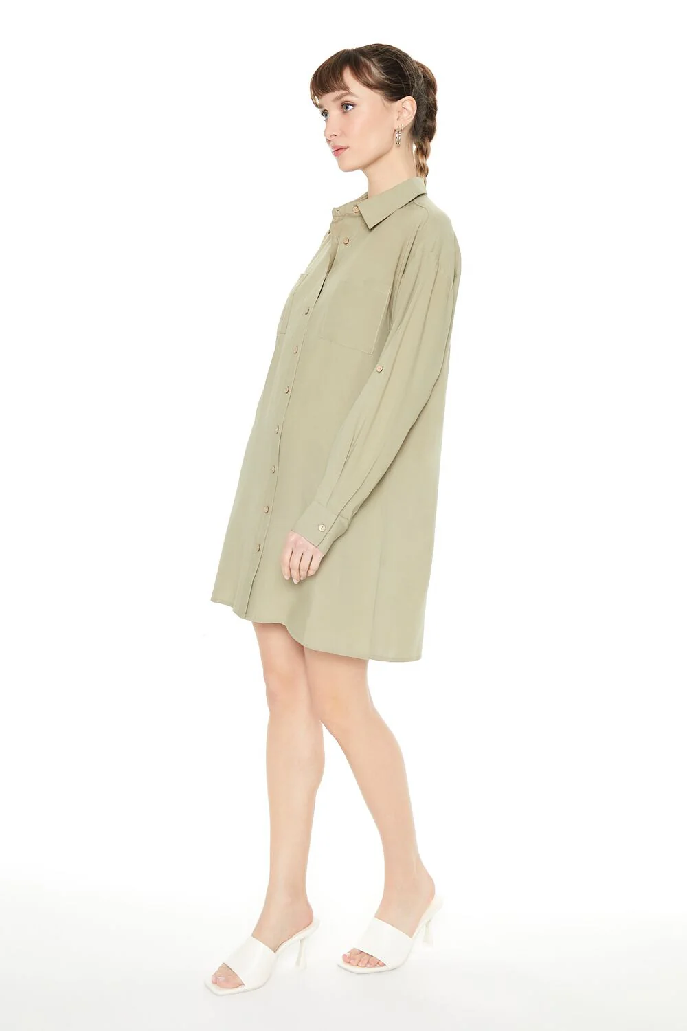 Drop-Sleeve Shift Shirt Dress - Image 2