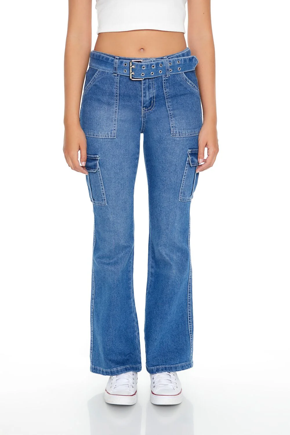 Low-Rise Cargo Flare Jeans - Image 4