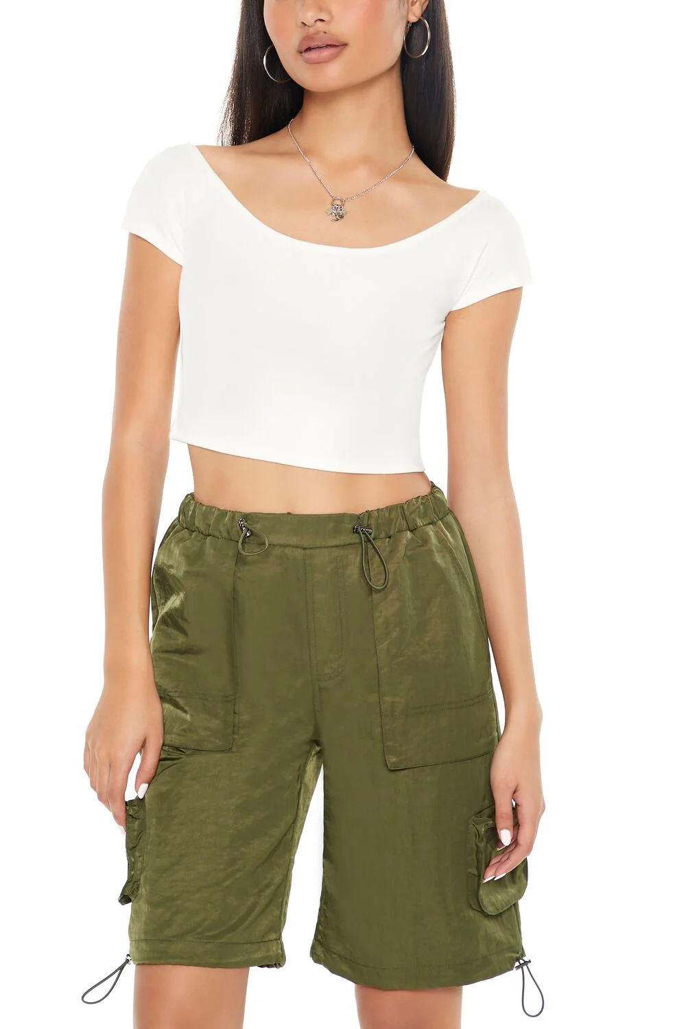 Cropped Boat-Neck Tee - Image 10