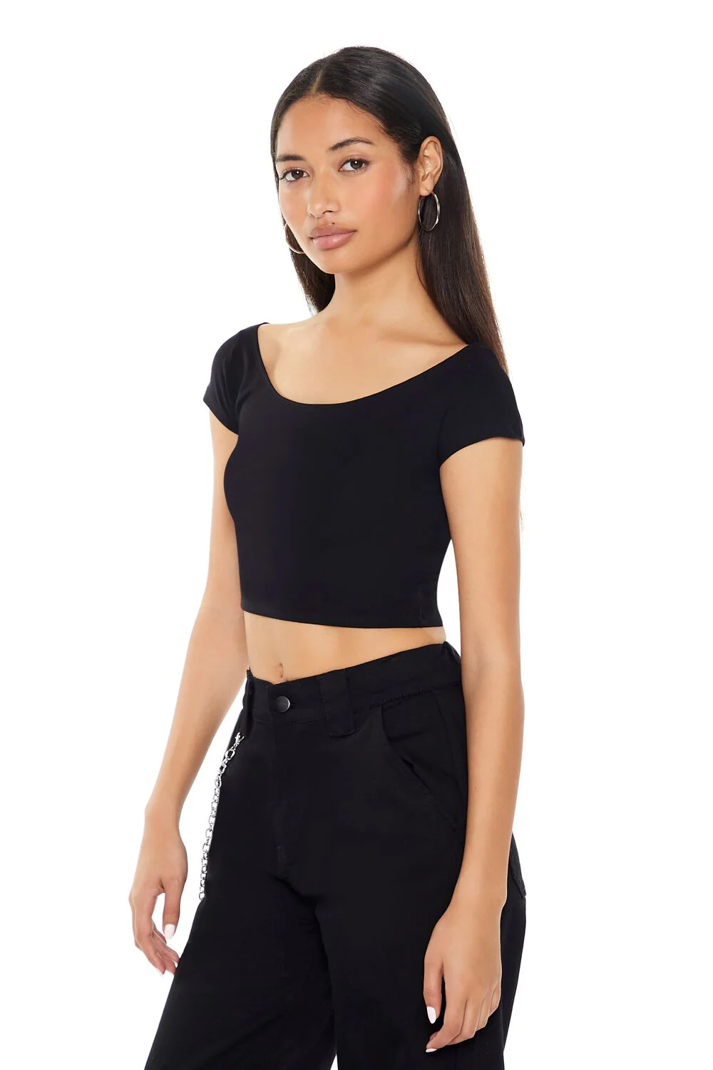 Cropped Boat-Neck Tee - Image 2