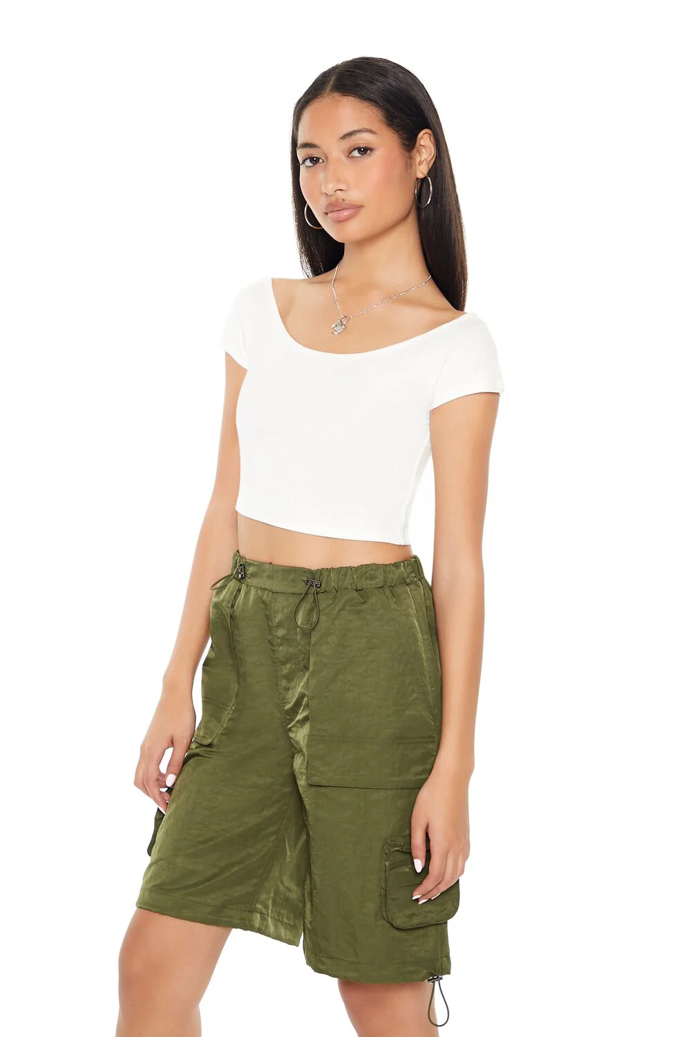 Cropped Boat-Neck Tee - Image 7