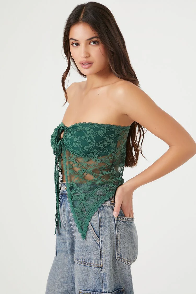 Lace Strapless Split-Hem Top - Image 2