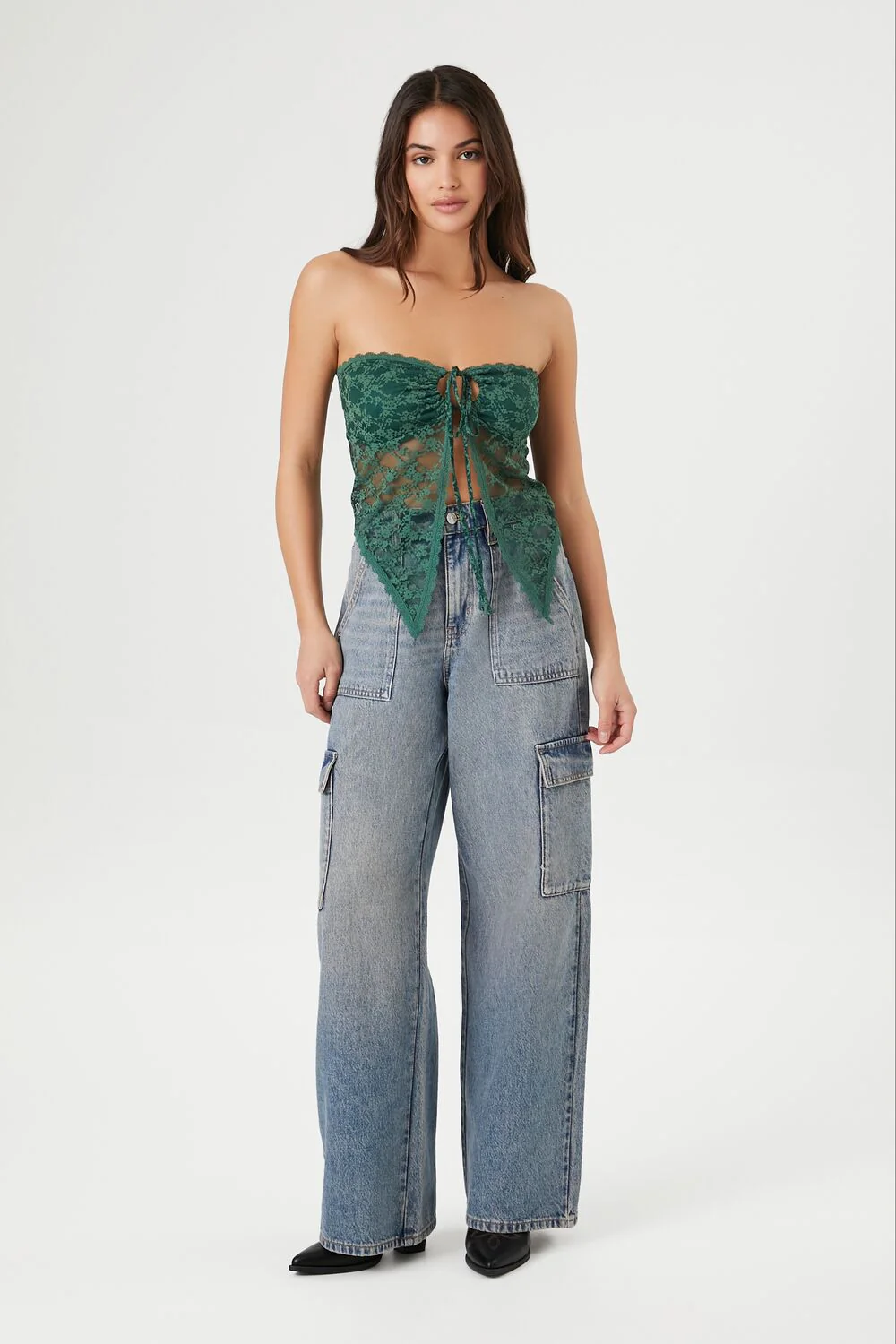 Lace Strapless Split-Hem Top - Image 4