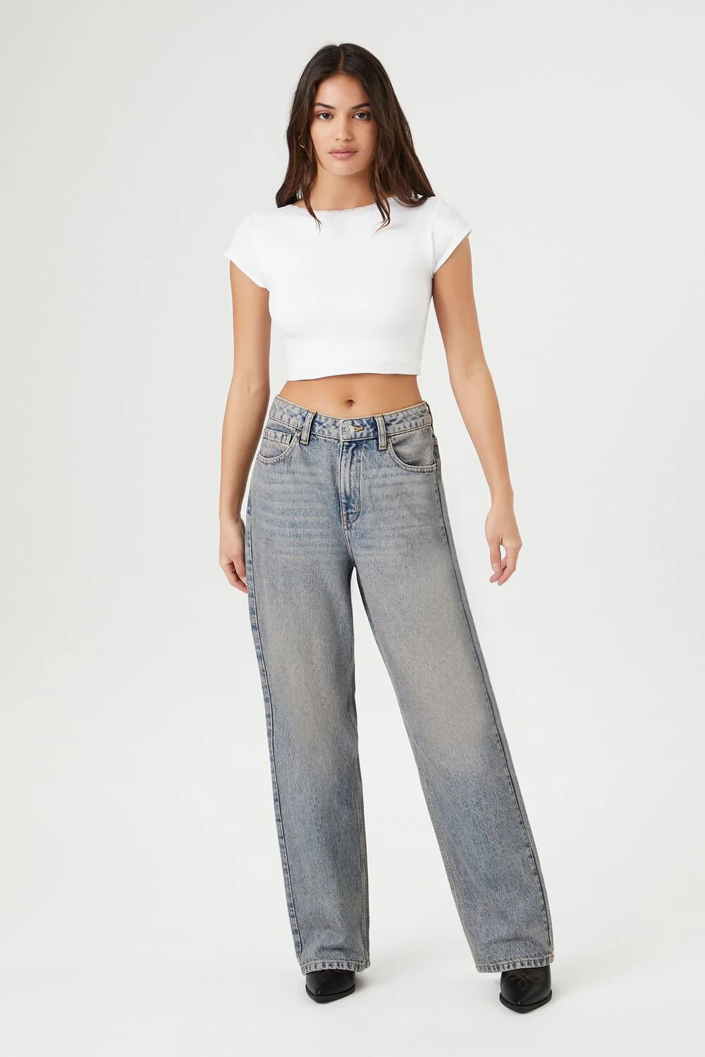 Seamless Lace-Trim Cropped Tee - Image 4