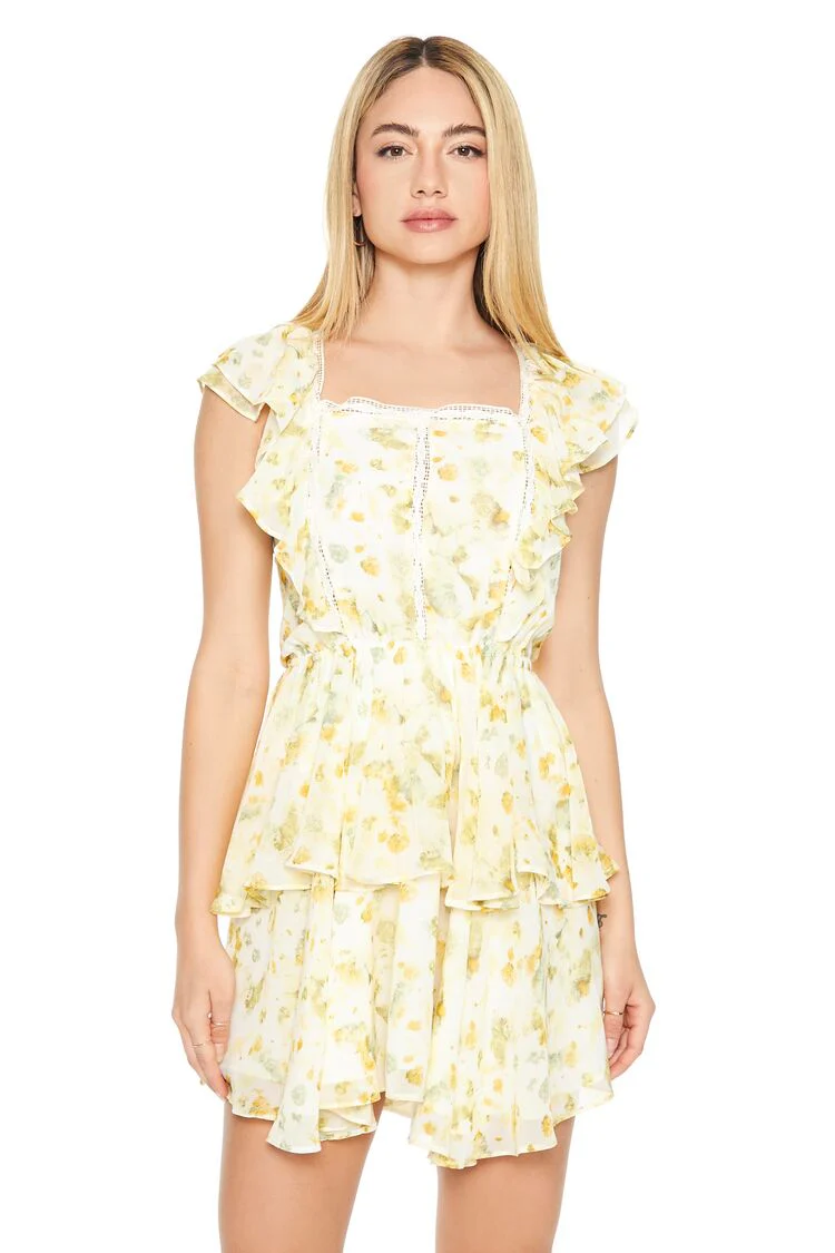 Floral Print Flounce Mini Dress - Image 4