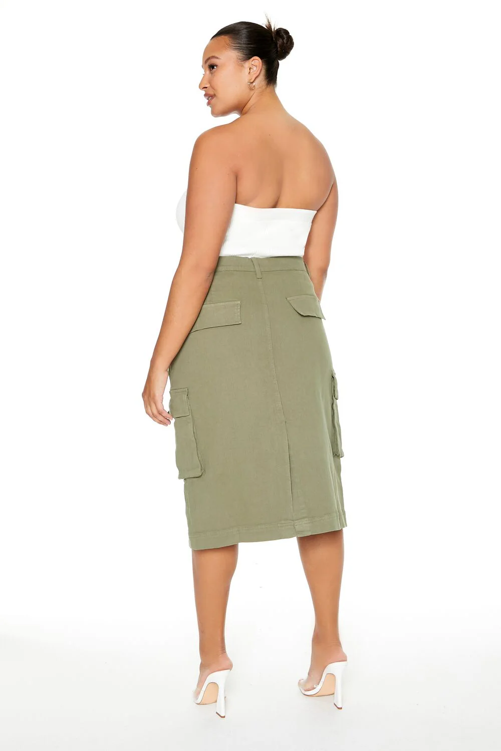 Plus Size Twill Midi Cargo Skirt - Image 3