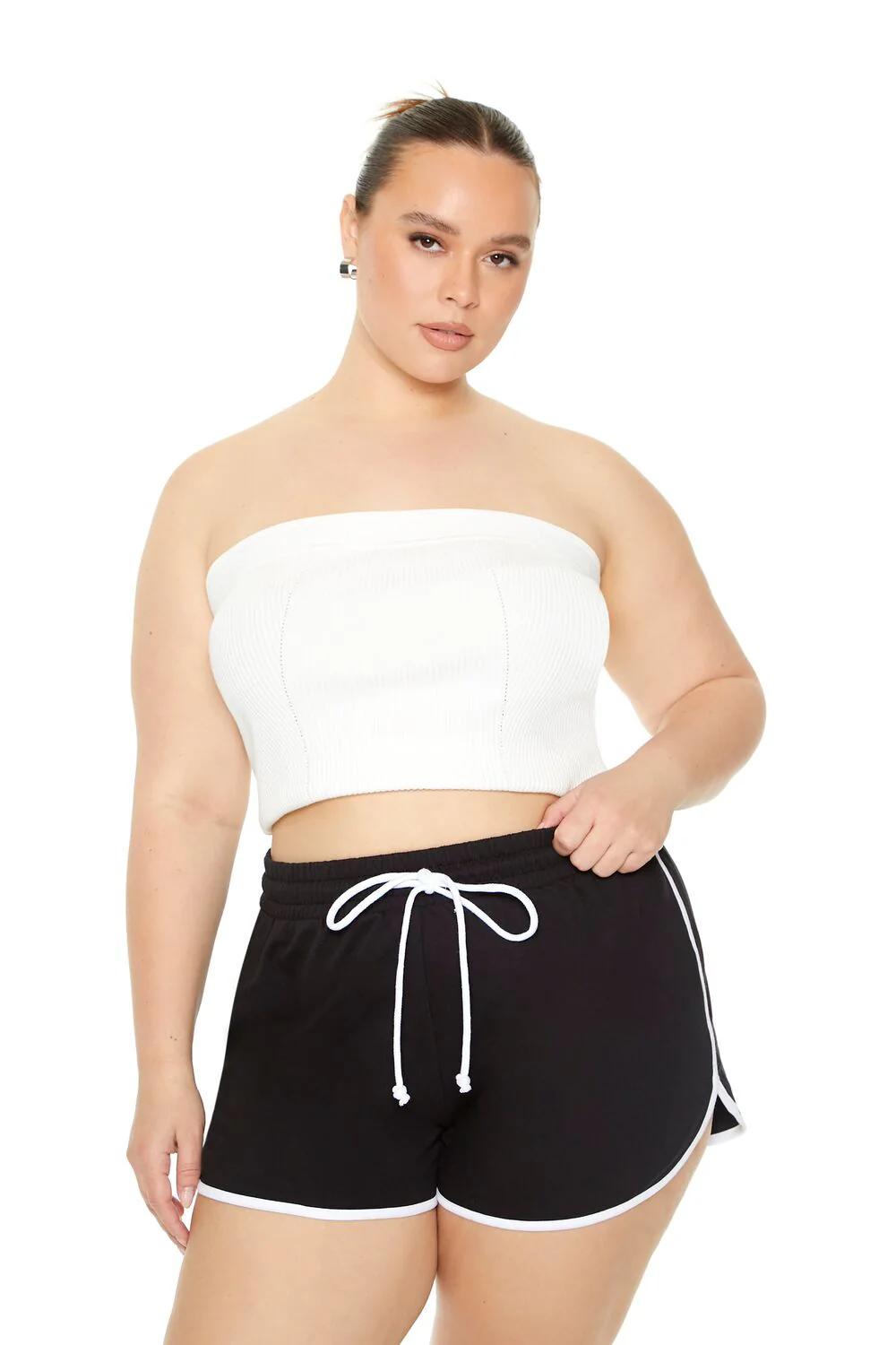 Plus Size French Terry Ringer Shorts - Image 4