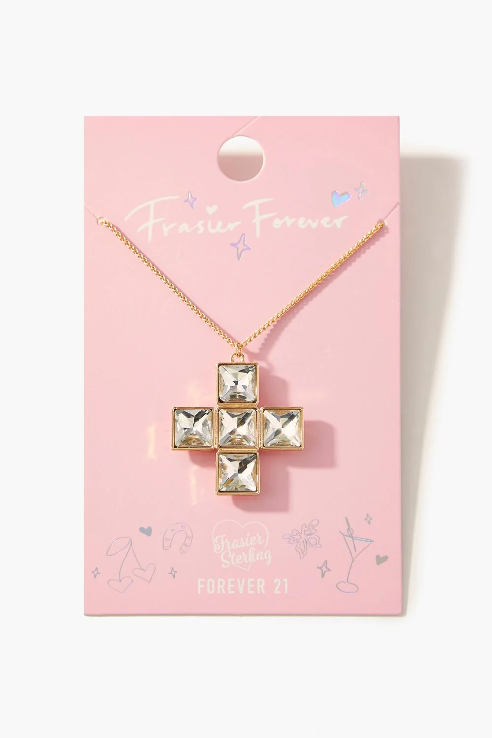 Frasier Sterling Faux Gem Cross Necklace - Image 4