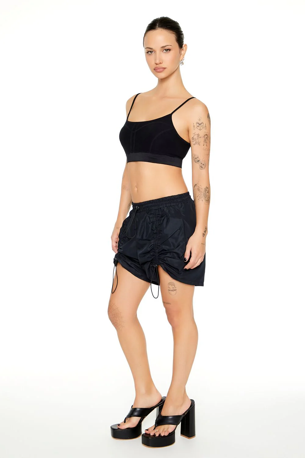 Ruched Toggle Drawstring Shorts - Image 2
