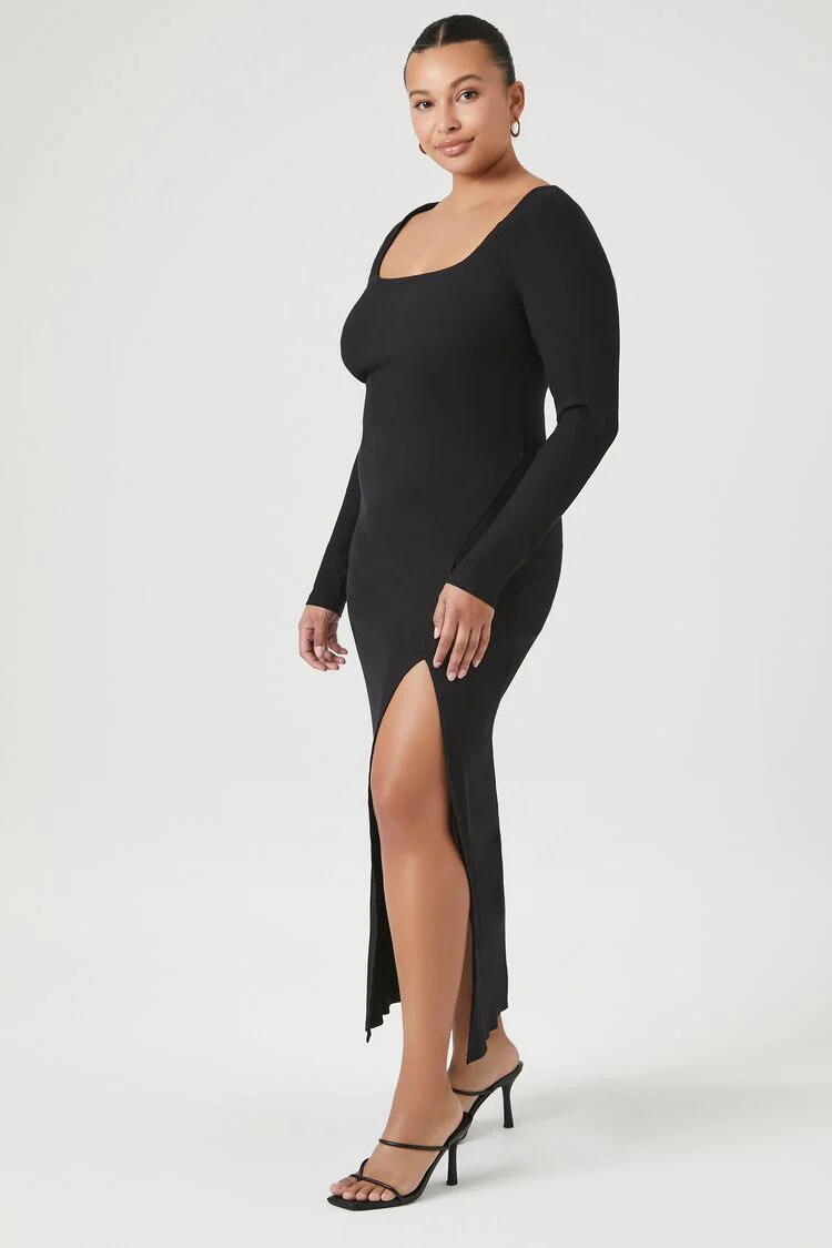 Plus Size Ribbed Bodycon Maxi Dress - Image 2