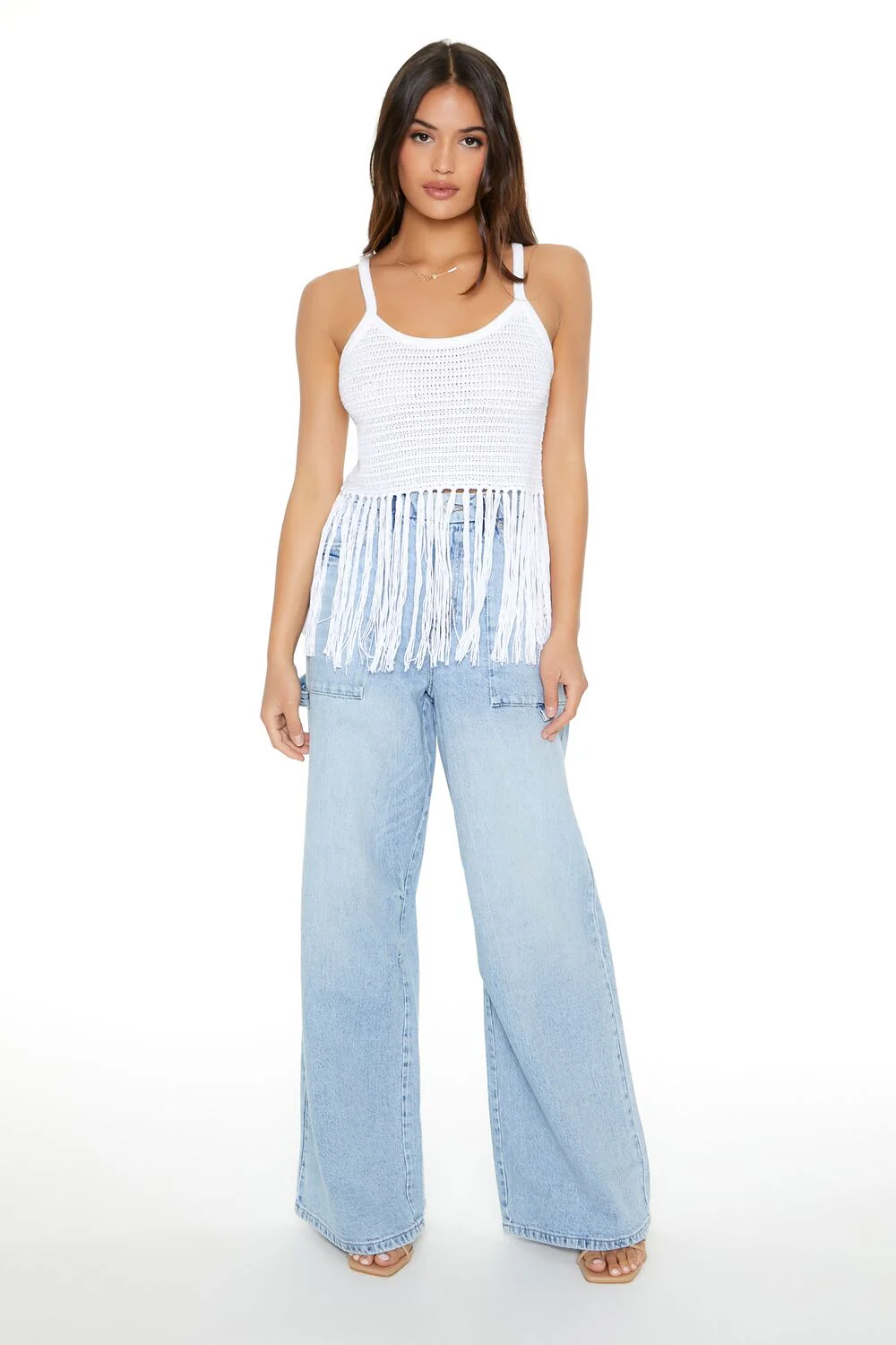 Crochet Sweater-Knit Fringe Cami - Image 4